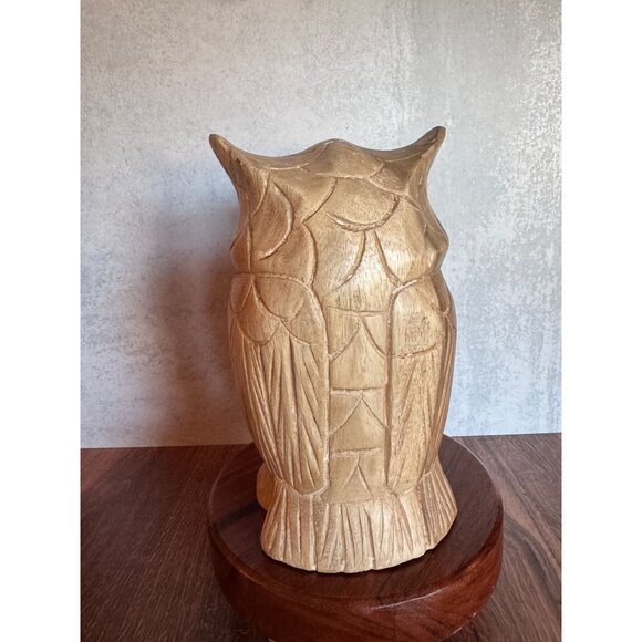Vintage MCM Carved Wood Owl – Large Solid Wood | Made in Thailand‎ - Picture 7 of 11
